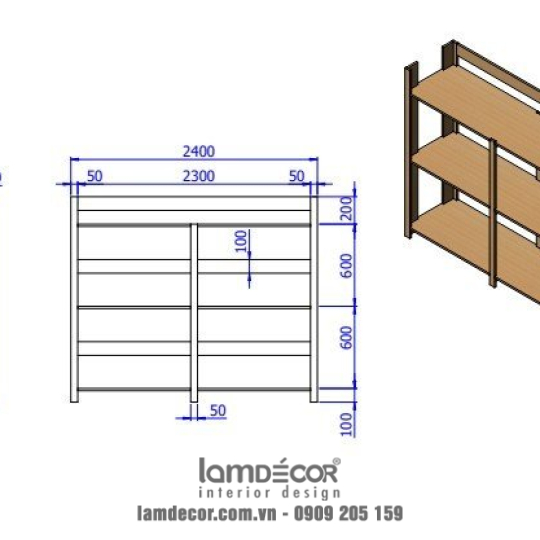 Kệ gỗ 3 tầng gỗ tự nhiên
