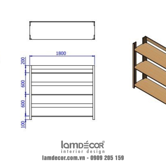 Kệ gỗ 3 tầng gỗ tự nhiên